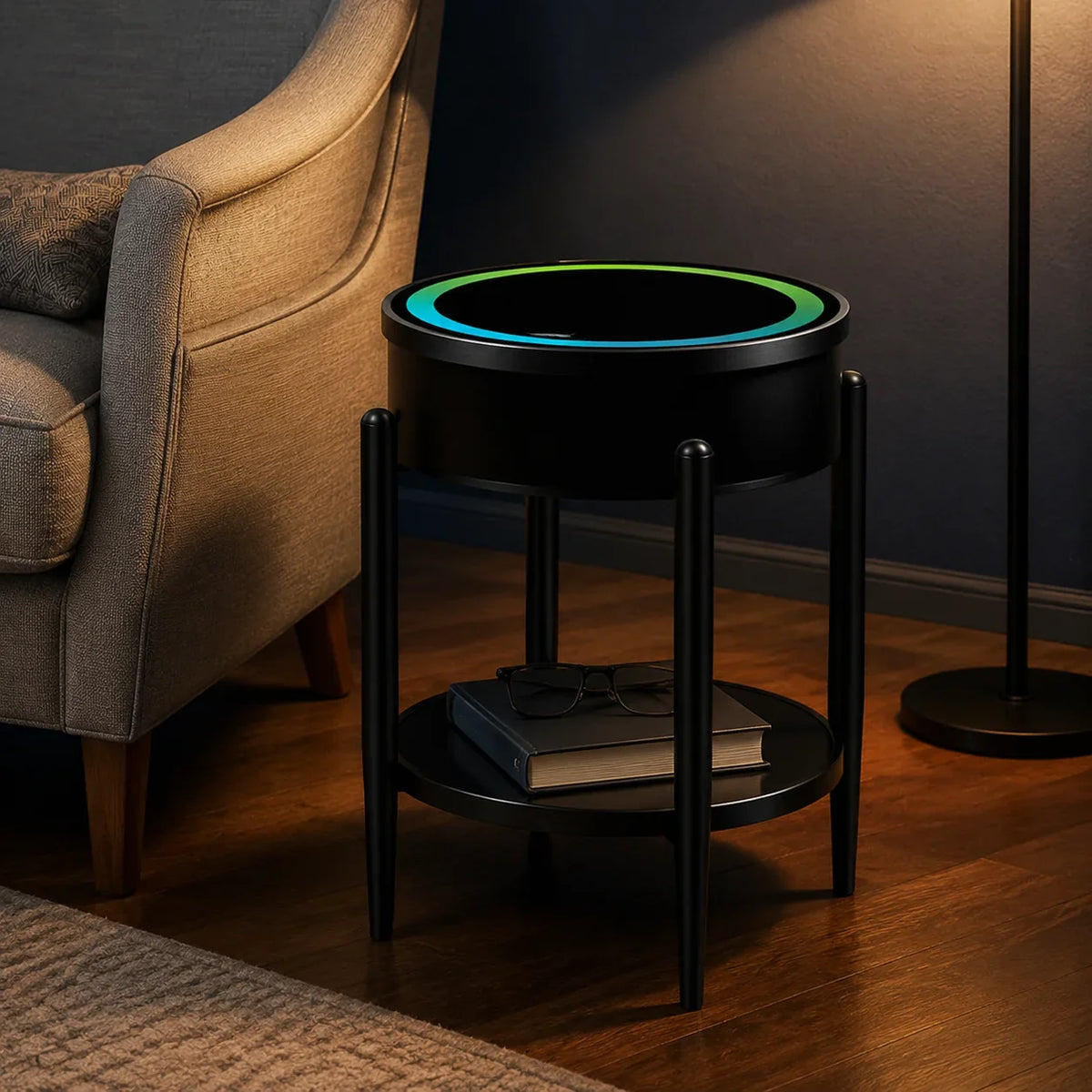 Masuta LED RGB SMART PREMIUM Incarcare Wireless | Boxa Bluetooth | USB | TWS | Control Touch