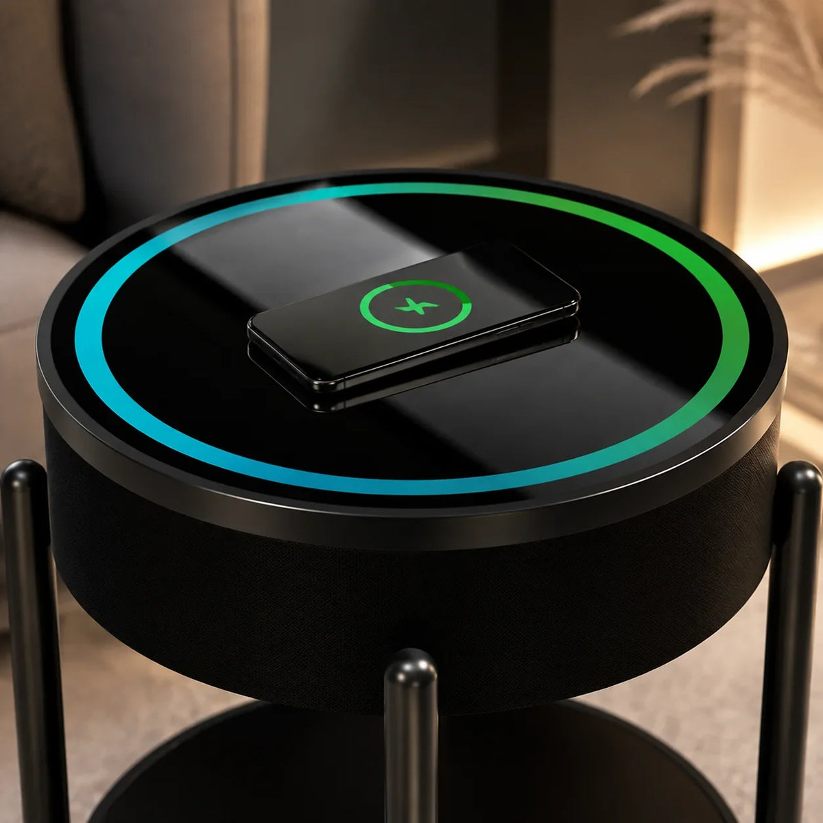 Masuta LED RGB SMART PREMIUM Incarcare Wireless | Boxa Bluetooth | USB | TWS | Control Touch