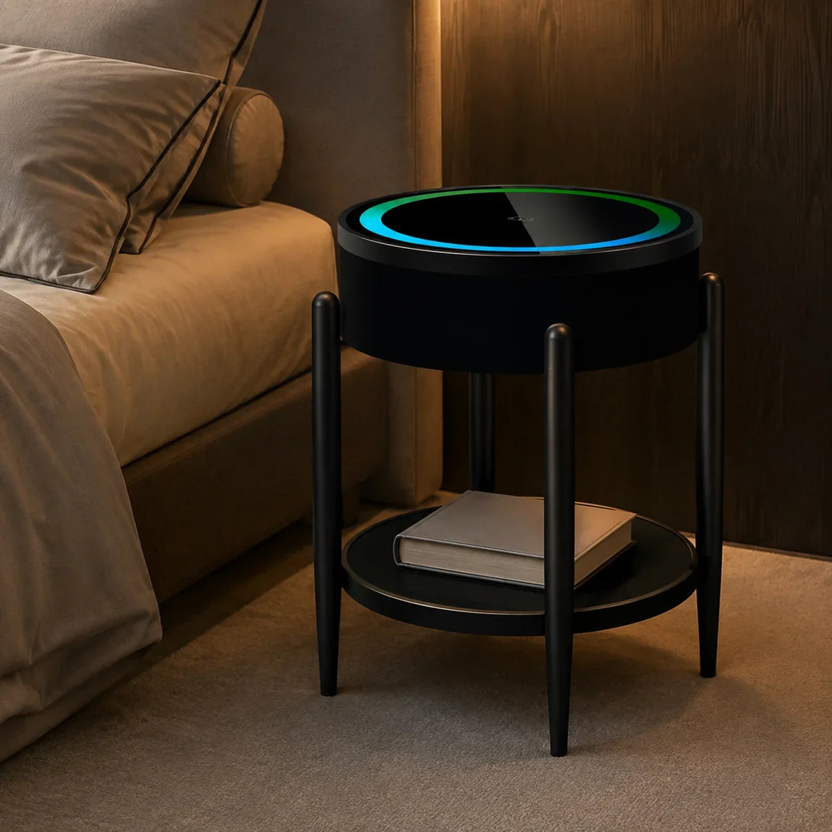 Masuta LED RGB SMART PREMIUM Incarcare Wireless | Boxa Bluetooth | USB | TWS | Control Touch