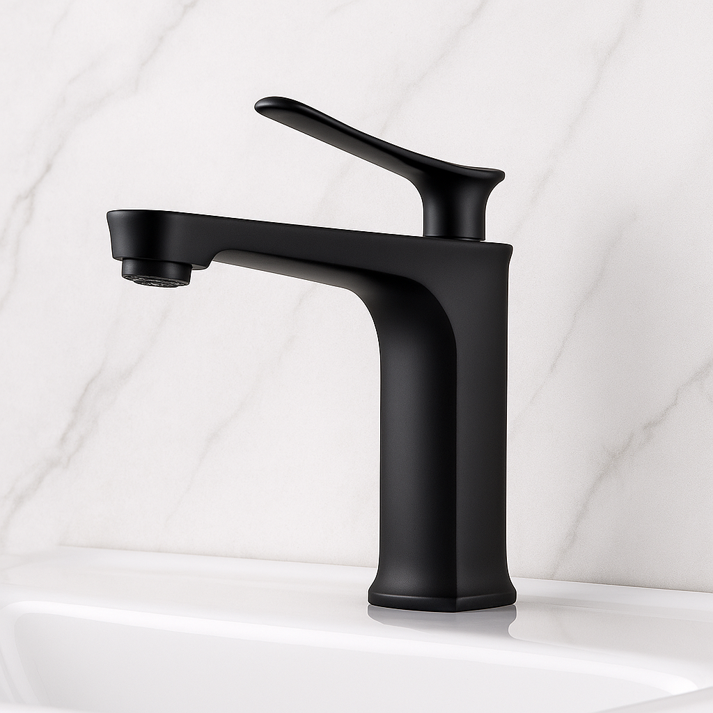 Baterie Moderna de Lavoar din Alama Finisaj Negru Mat Design Elegant