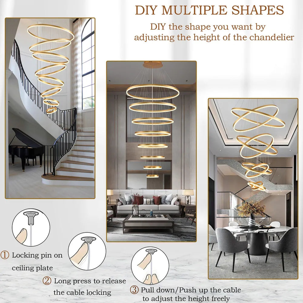 Lustra LED WONDERLAND Luxury Gold 8 Segmente Echivalent 3000W Telecomanda