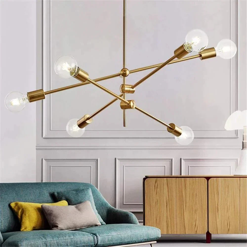 Lustra Stil Nordic Mid-Century 6xE27 Gold