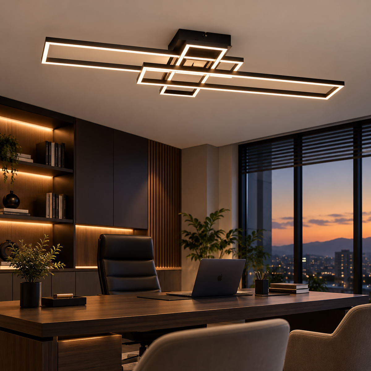 Lustra LED Aplicata LUMENZ Black Geometrica 94CM Telecomanda Echivalent 200W