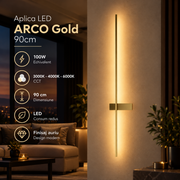 Aplica LED ARCO Gold 90cm CCT Echivalent 150W Premium