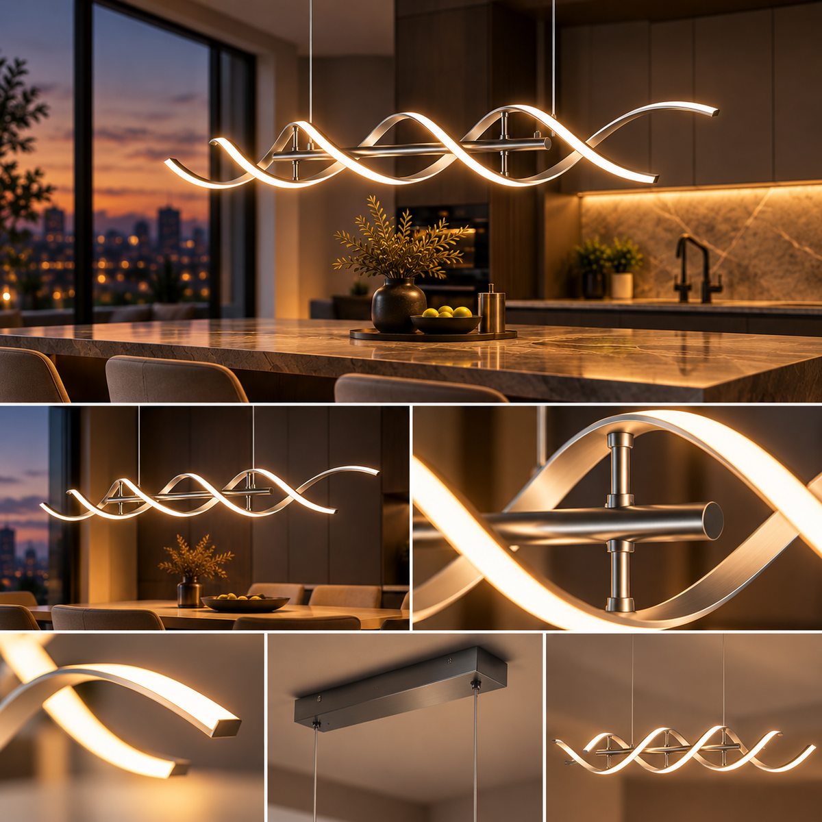 Lustra LED Suspendata SEQUENCE PREMIUM Silver Echivalent 500W
