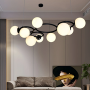 Lustra Suspendata DIONIS Circles Black Abajur Mat 9xE27