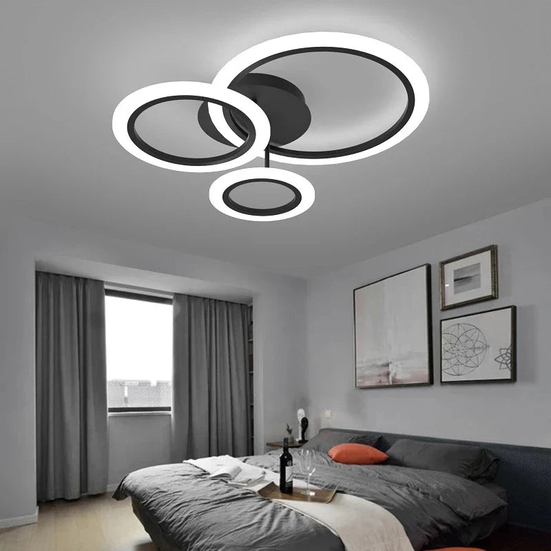 Lustra LED 3 BLACK CIRCLE Echivalent 300W Telecomanda K001-3BK – Lustreled