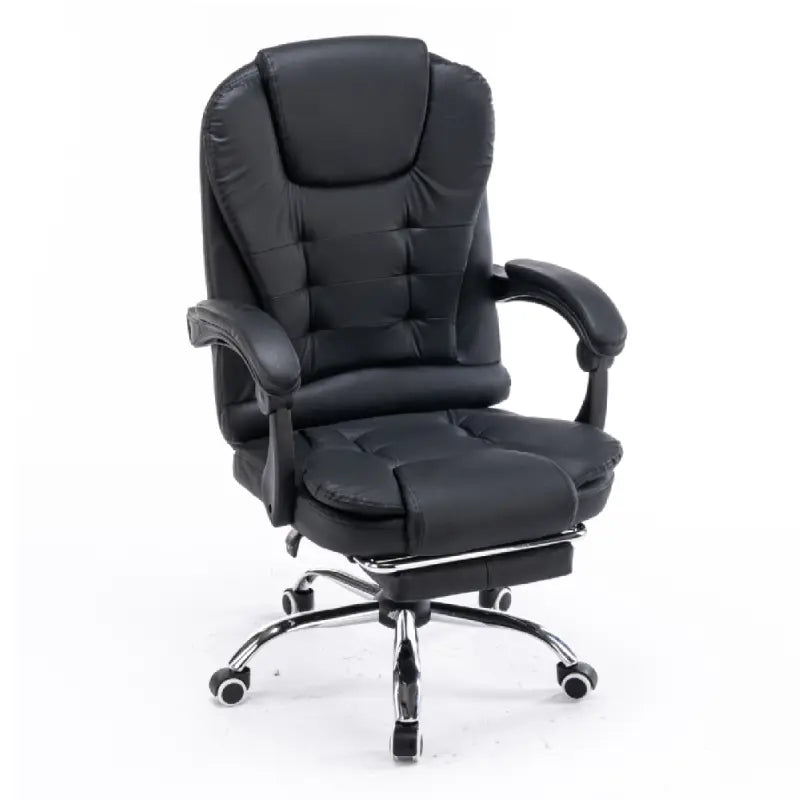 Scaun de Birou Reglabil Negru BOC-333 cu Suport de Picioare | Piele Ecologica