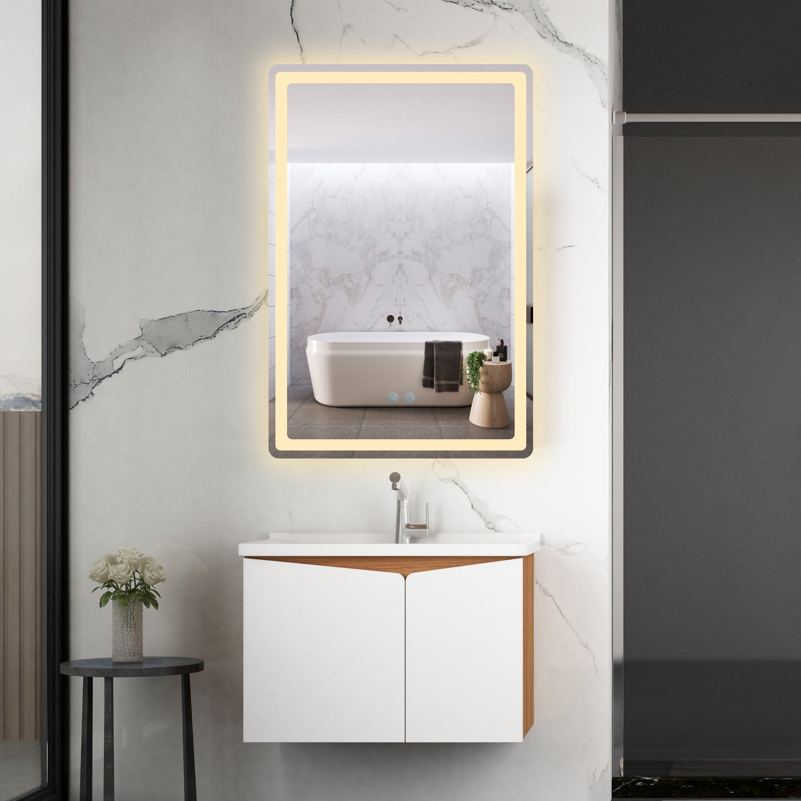 Oglinda LED 60x90cm, 3 Lumini, Dezaburire si Touch OD057