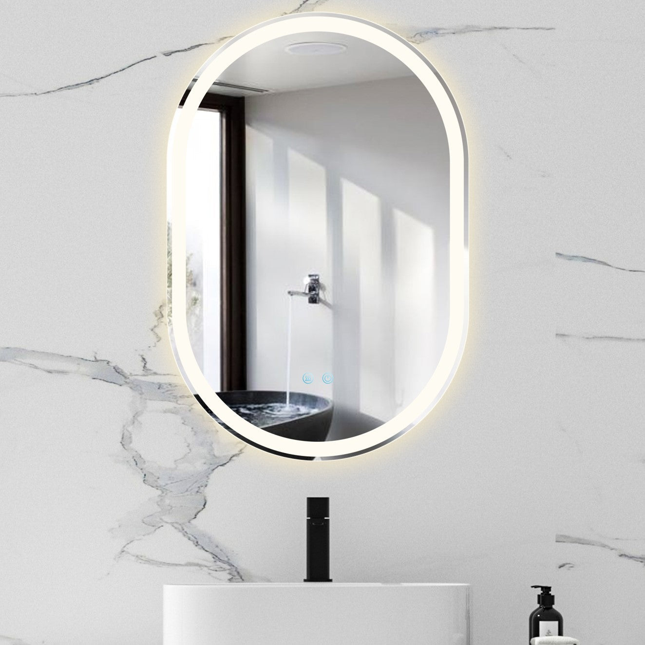 Oglinda LED Ovala 60x90cm, 3 Lumini, Dezaburire si Touch OD061