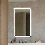 Oglinda LED 60x100cm cu Rama Neagra Functie Dezaburire, Touch si Ceas J38