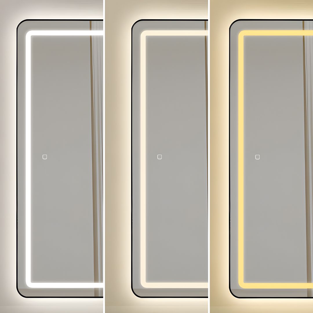 Oglinda LED cu Touch 50x160cm Floor Standing Black Obtuse Angles