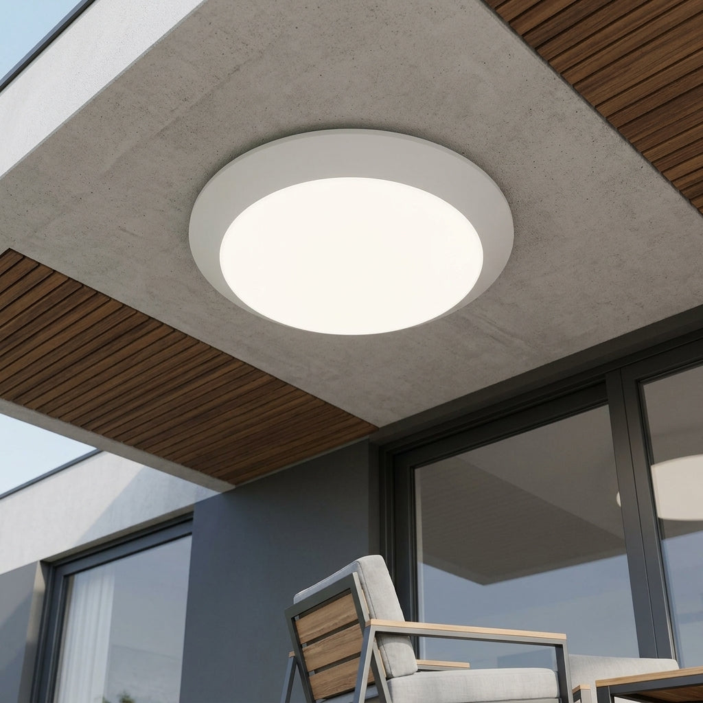 Plafoniera Exterior 1xE27 NAPOLI IP65 White cu Senzor 5 Ani Garantie