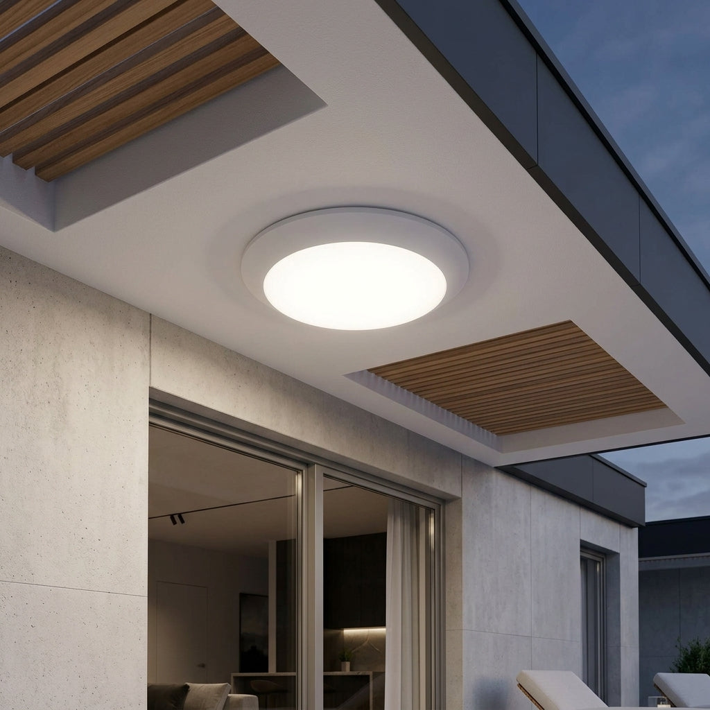 Plafoniera Exterior 1xE27 NAPOLI IP65 White cu Senzor 5 Ani Garantie