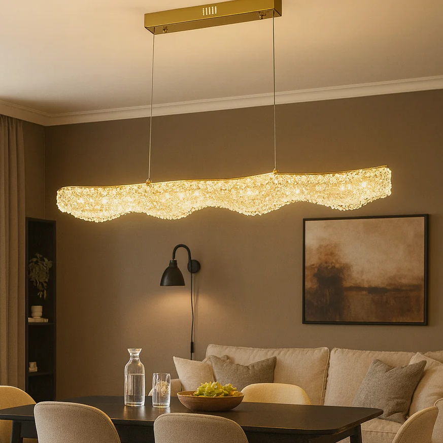 Lustra LED Suspendata Sponge Line Gold Cristal Echivalent 400W