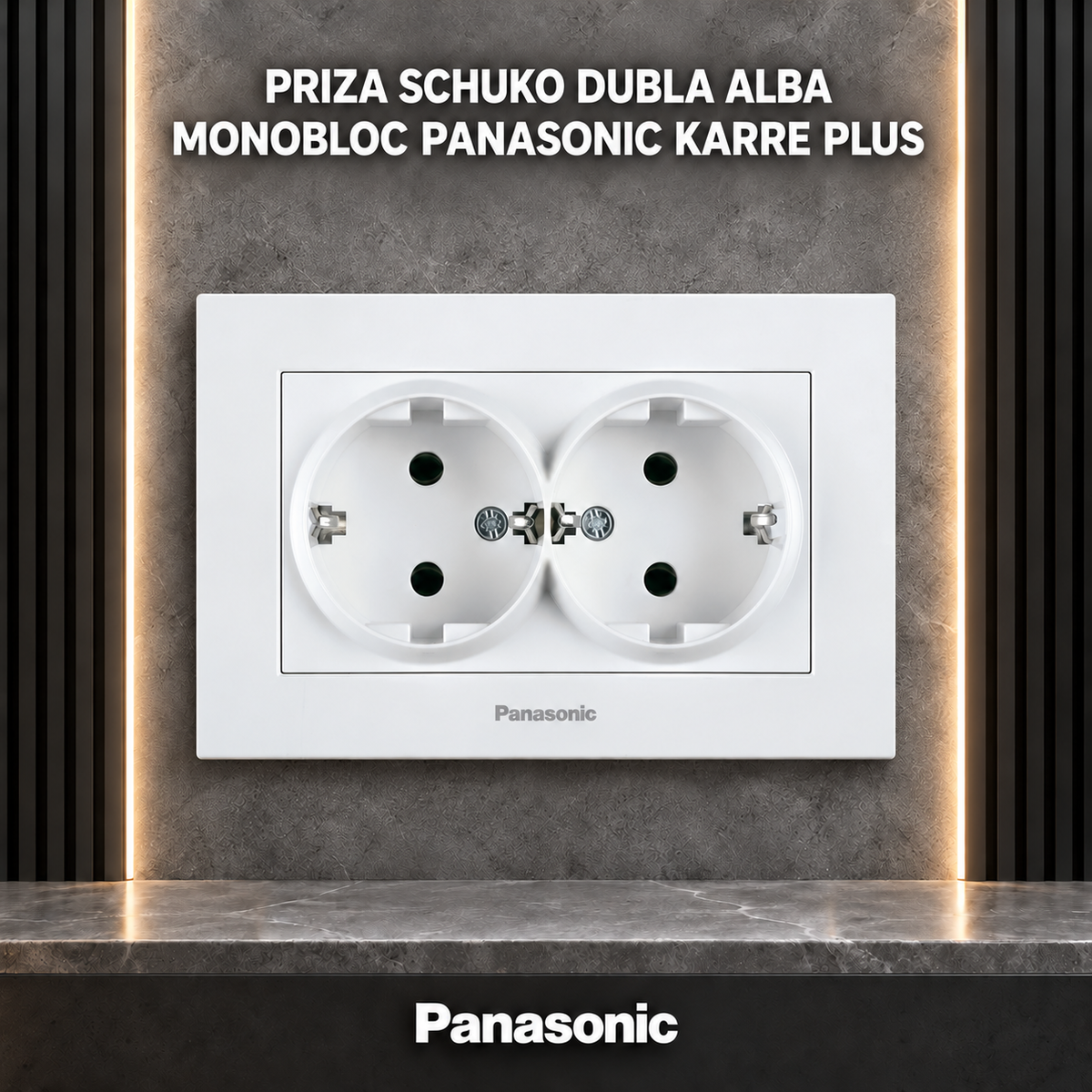 Priza Schuko Dubla Alba Monobloc Panasonic Karre Plus