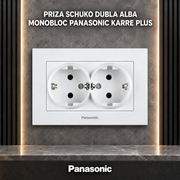 Priza Schuko Dubla Alba Monobloc Panasonic Karre Plus