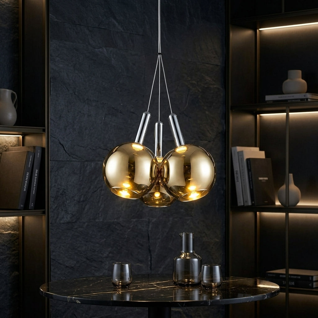 Pendul LED BALLS Unique Gold&Chrome Echivalent 100W