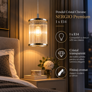 Pendul Cristal Chrome SERGIO Premium 1 x E14