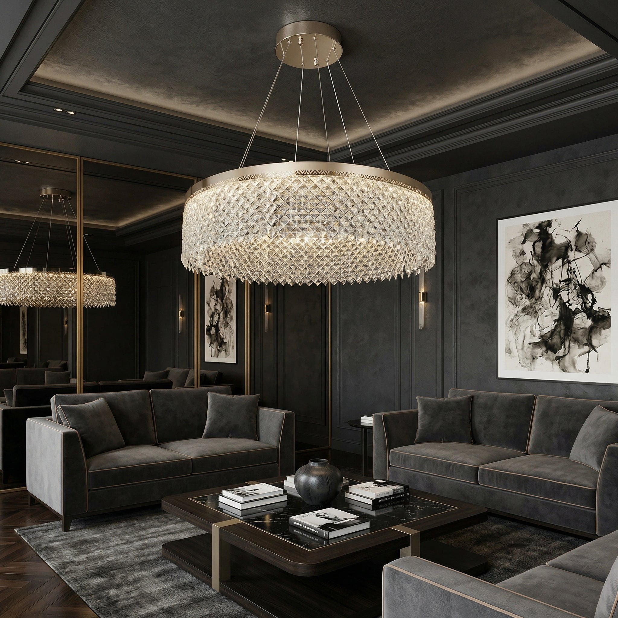 Candelabru LED CRYSTA Silver 60CM cu Cristale si 8xE14, Echivalent 300W