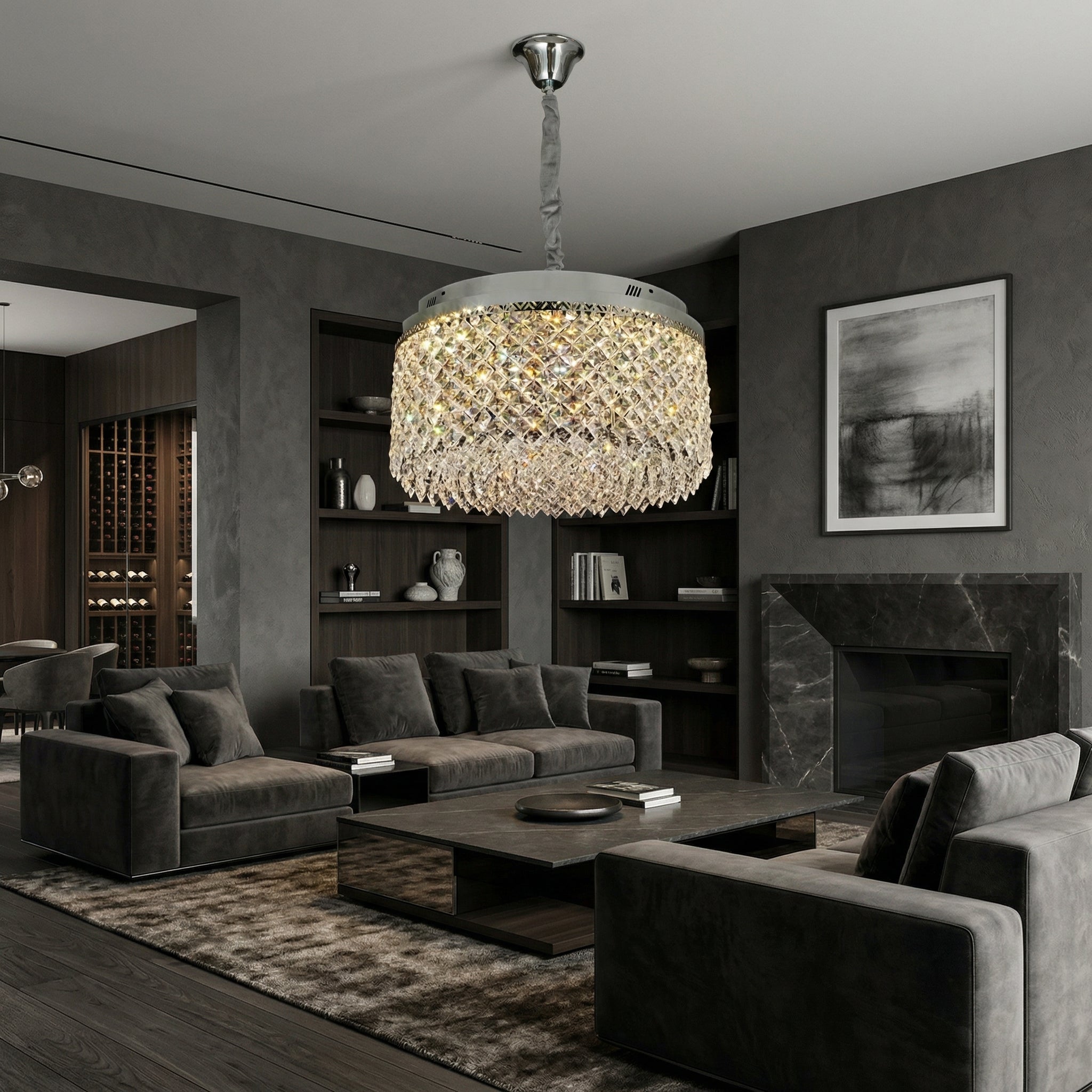 Candelabru CRYSTA Silver 40CM cu Cristale 4xE14, LED Integrat 40W