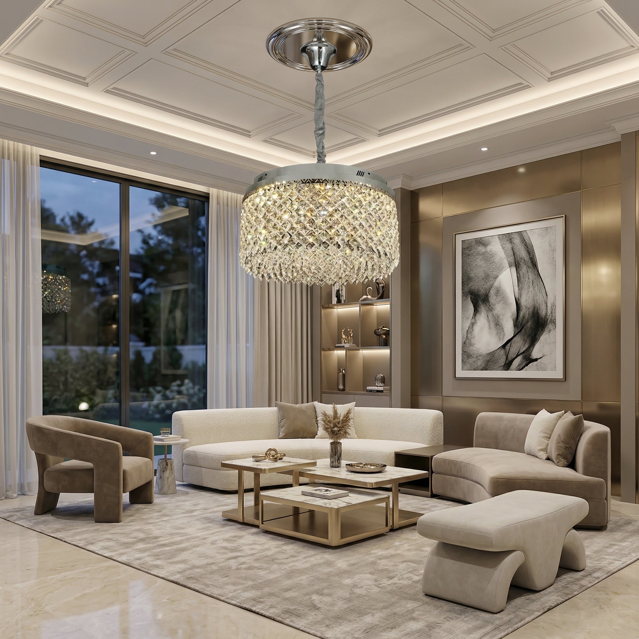 Candelabru CRYSTA Silver 40CM cu Cristale 4xE14, LED Integrat 40W