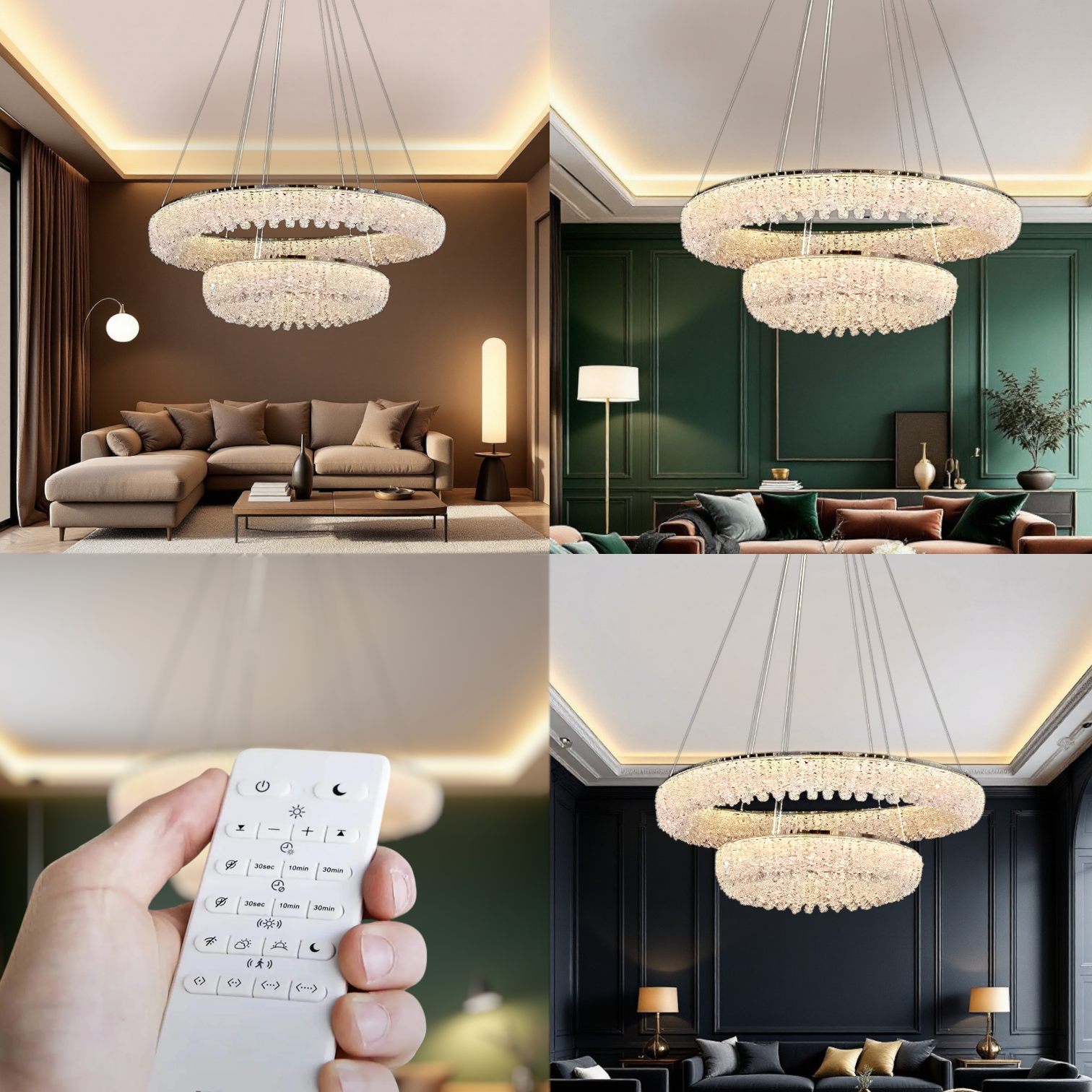 Lustra LED Suspendata Chrome Crystal Sponge 2 Segmente Rotunde