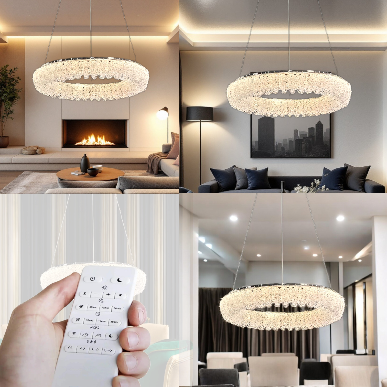 Lustra LED Suspendata Chrome Crystal Sponge 1 Segment Rotund Resigilat R3