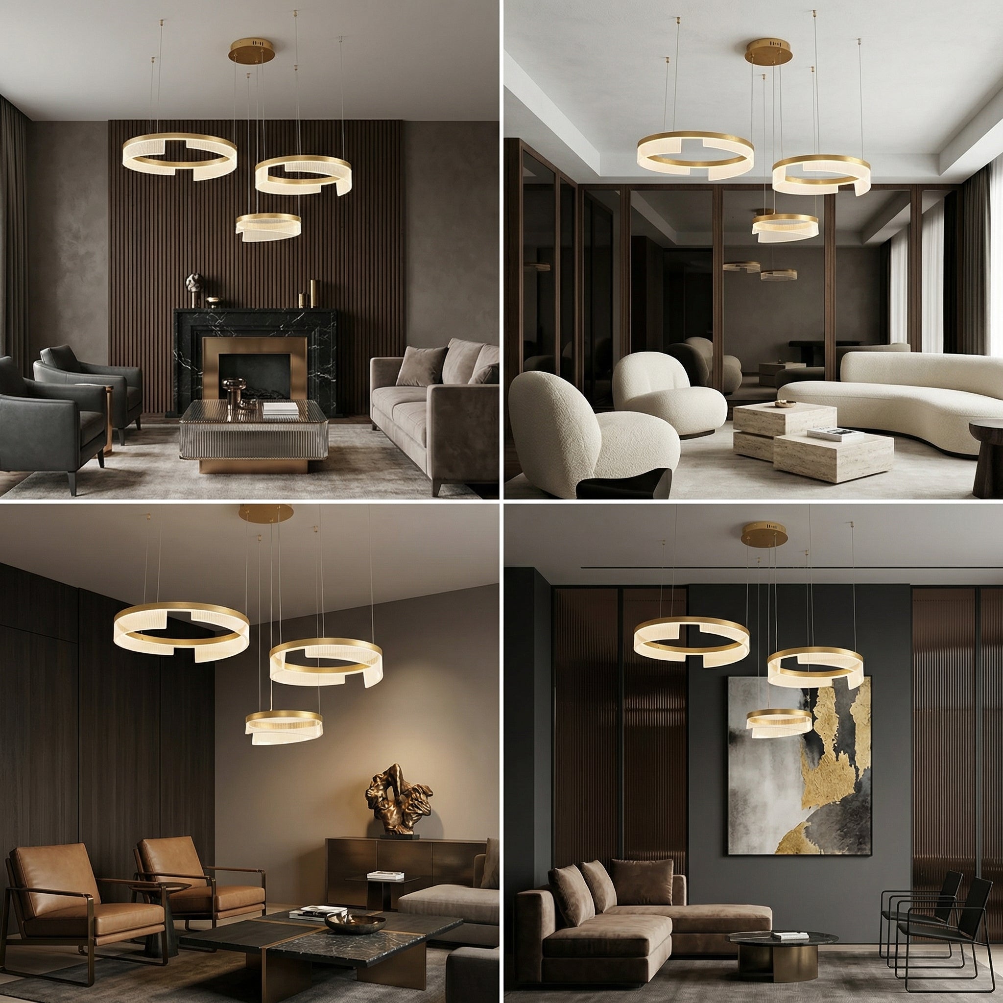 Lustra LED Suspendata MALAGA Gold 3 Segmente Mobile Telecomanda Echivalent 800W