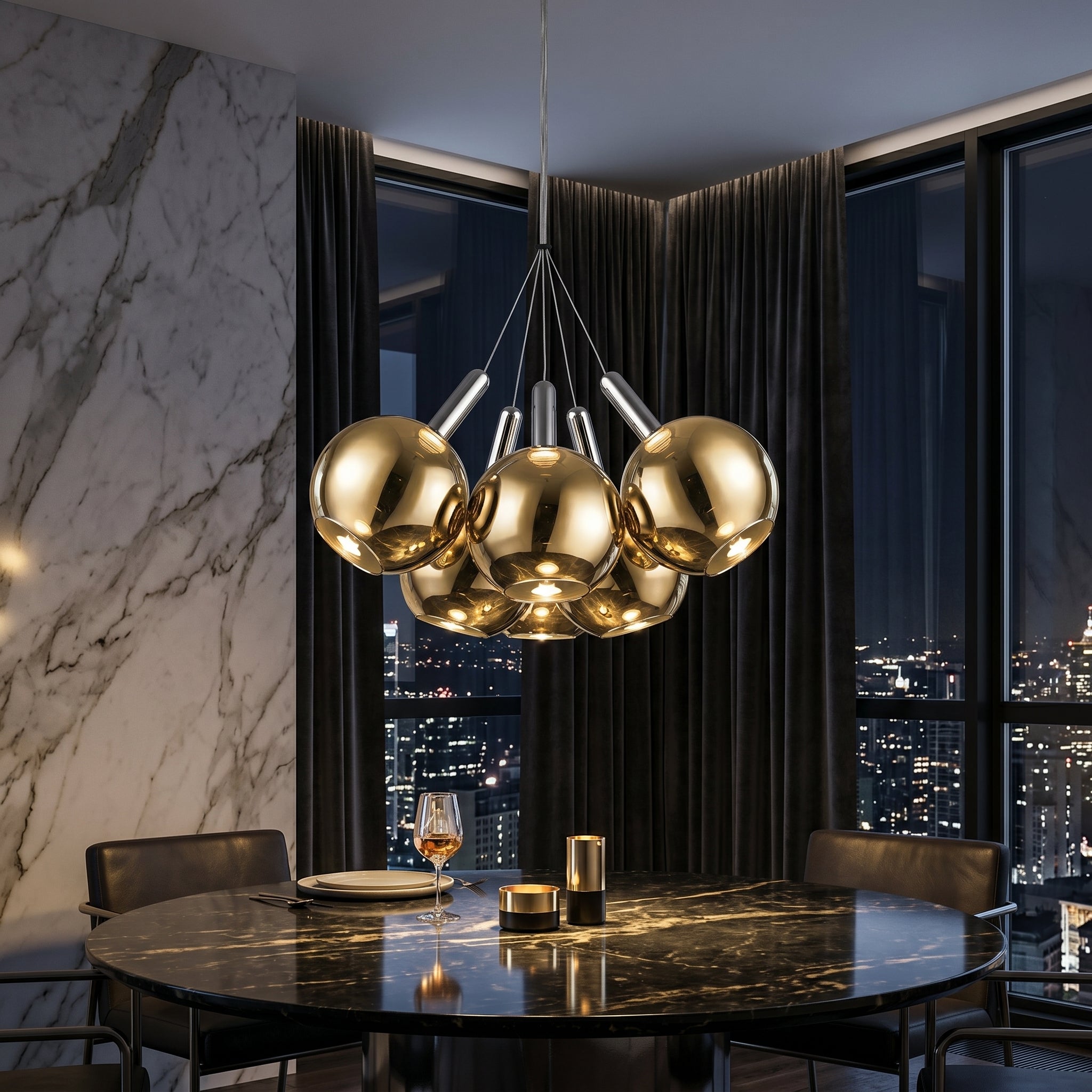 Lustra LED BALLS Unique Gold&Chrome Echivalent 200W