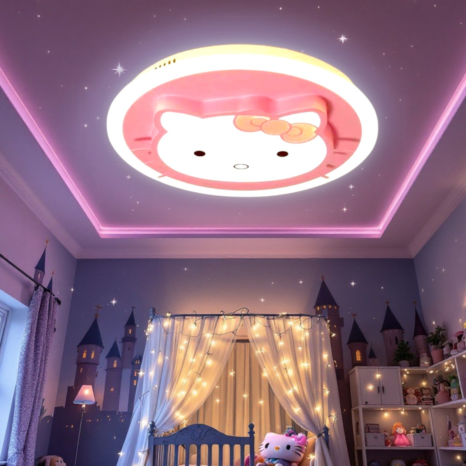 Lustra LED 104W Pink Kitty Telecomanda Echivalent 400W