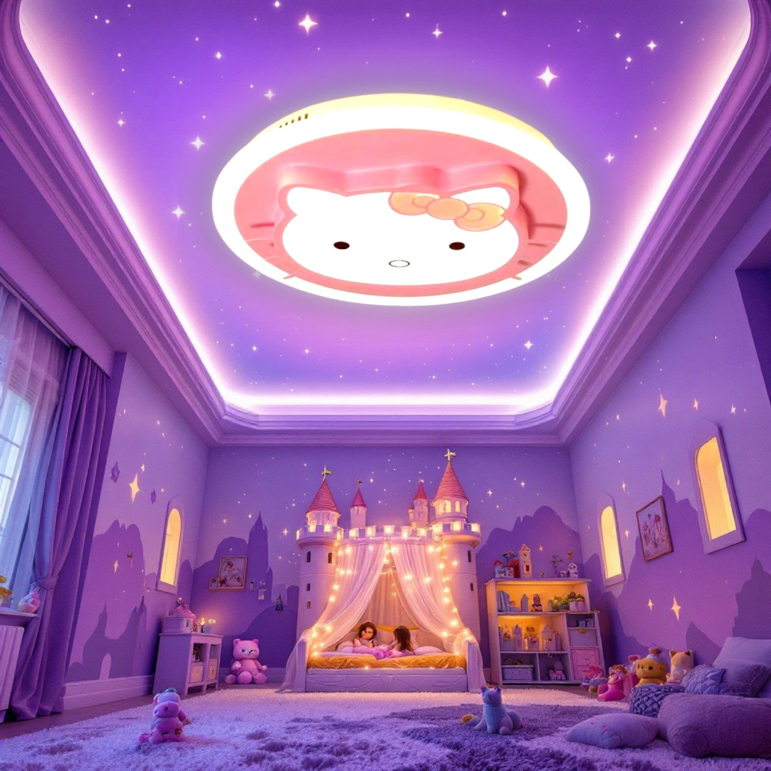 Lustra LED 104W Pink Kitty Telecomanda Echivalent 400W