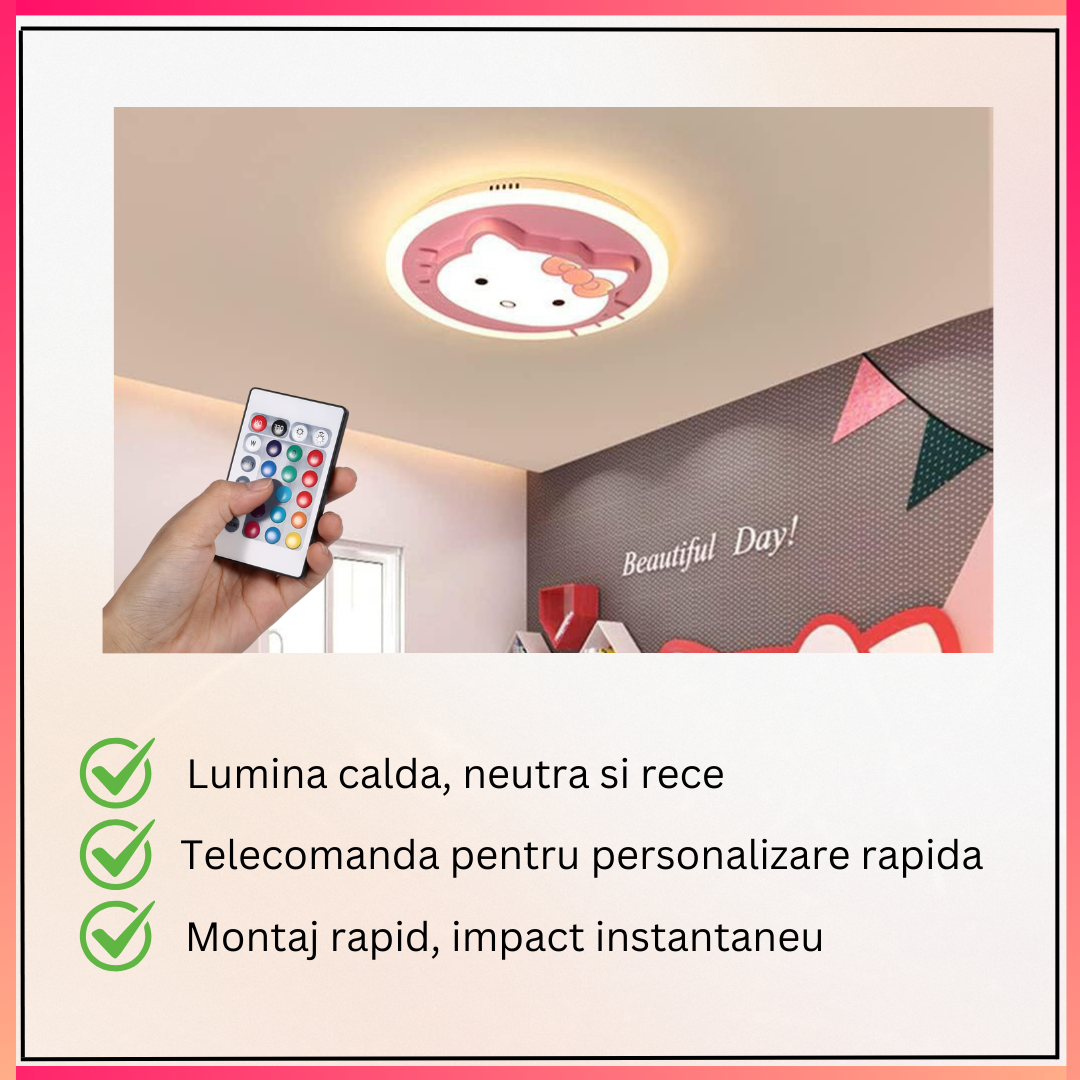 Lustra LED 104W Pink Kitty Telecomanda Echivalent 400W