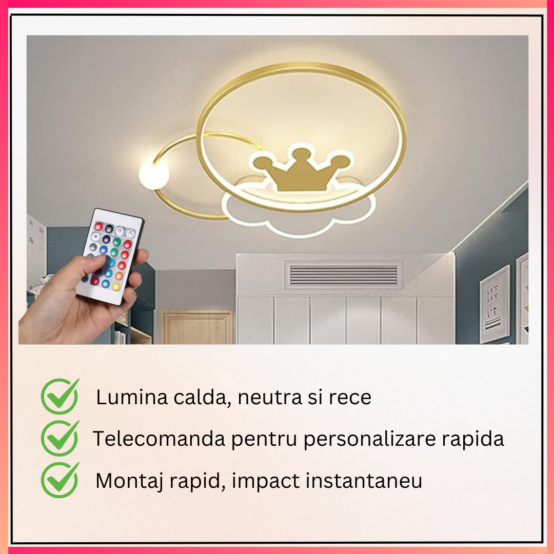 Lustra LED 110W Gold Majesty Telecomanda Echivalent 300W