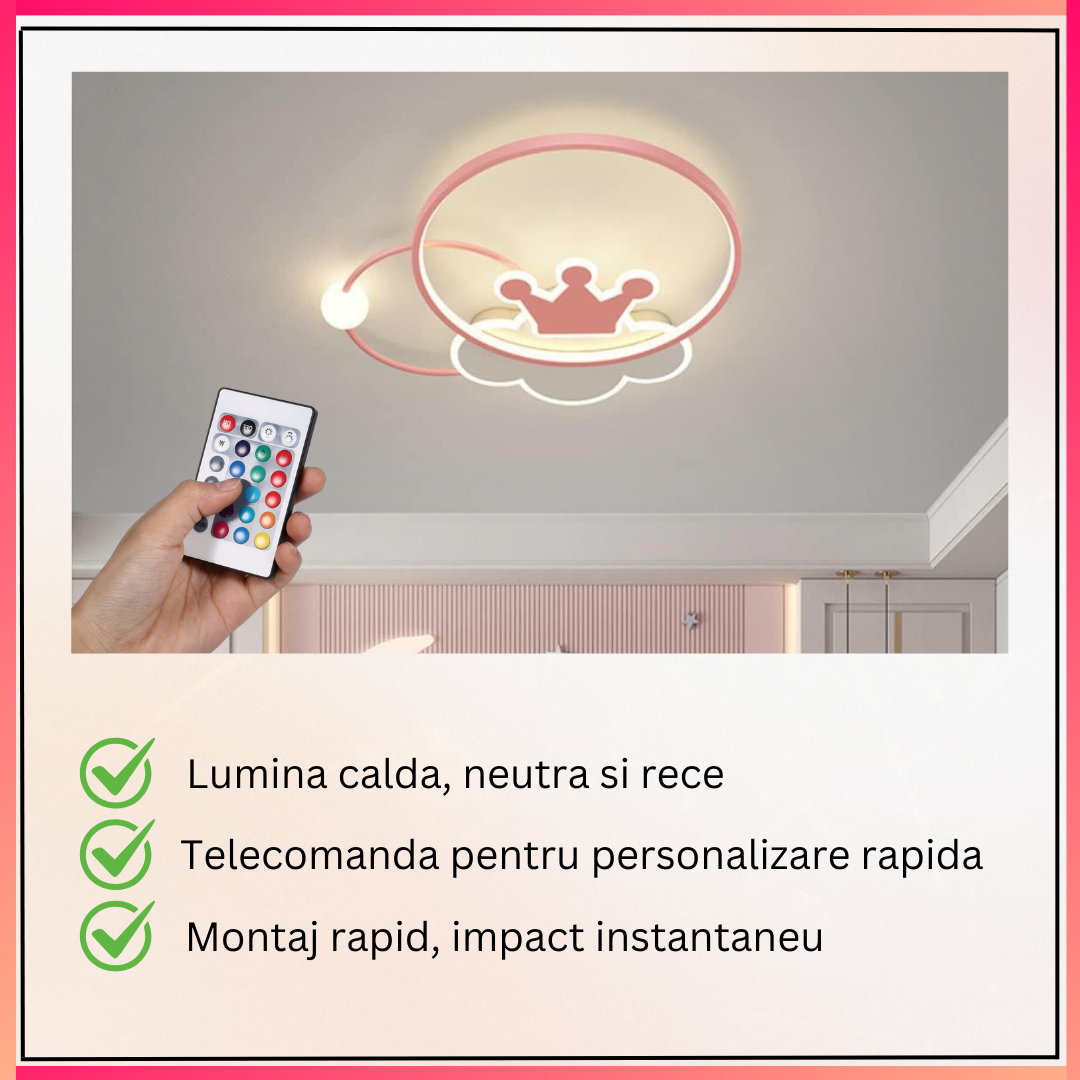 Lustra LED 110W Pink Majesty Telecomanda Echivalent 300W