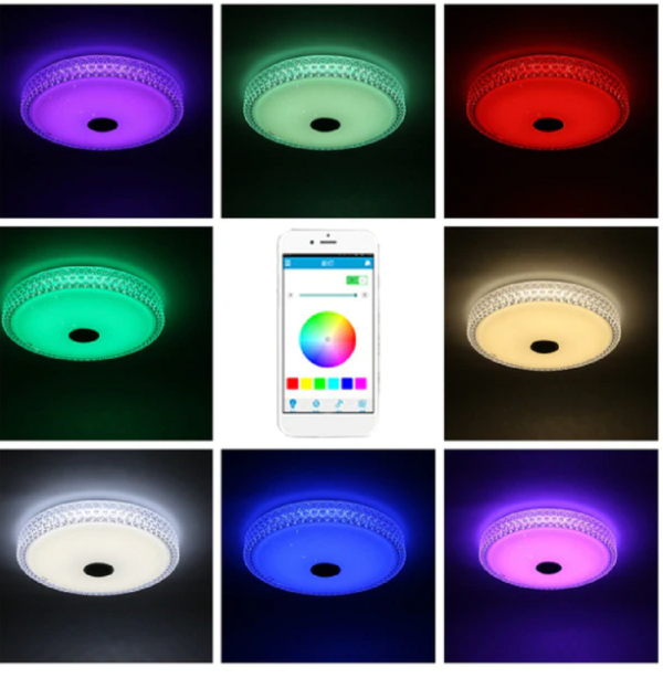 Plafoniera LED SMART 120W RGB+CCT cu Boxa Bluetooth si Telecomanda