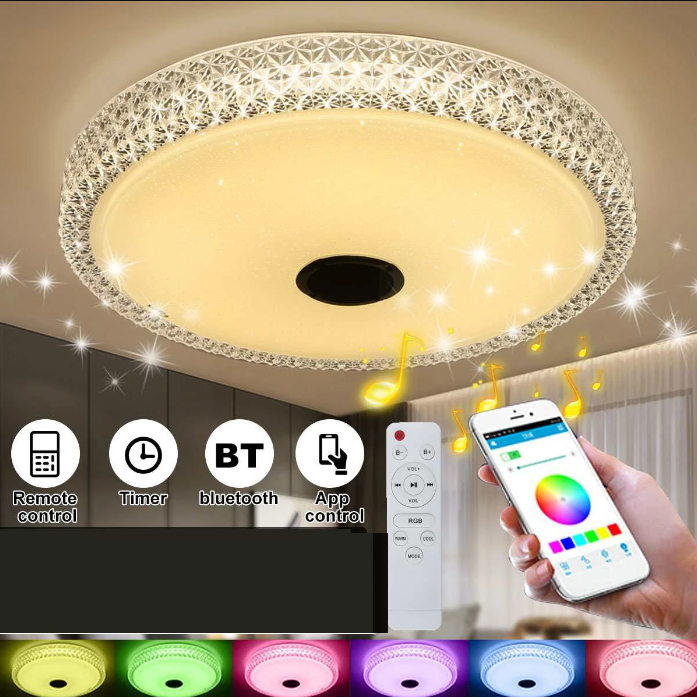 Plafoniera LED SMART 120W RGB+CCT cu Boxa Bluetooth si Telecomanda
