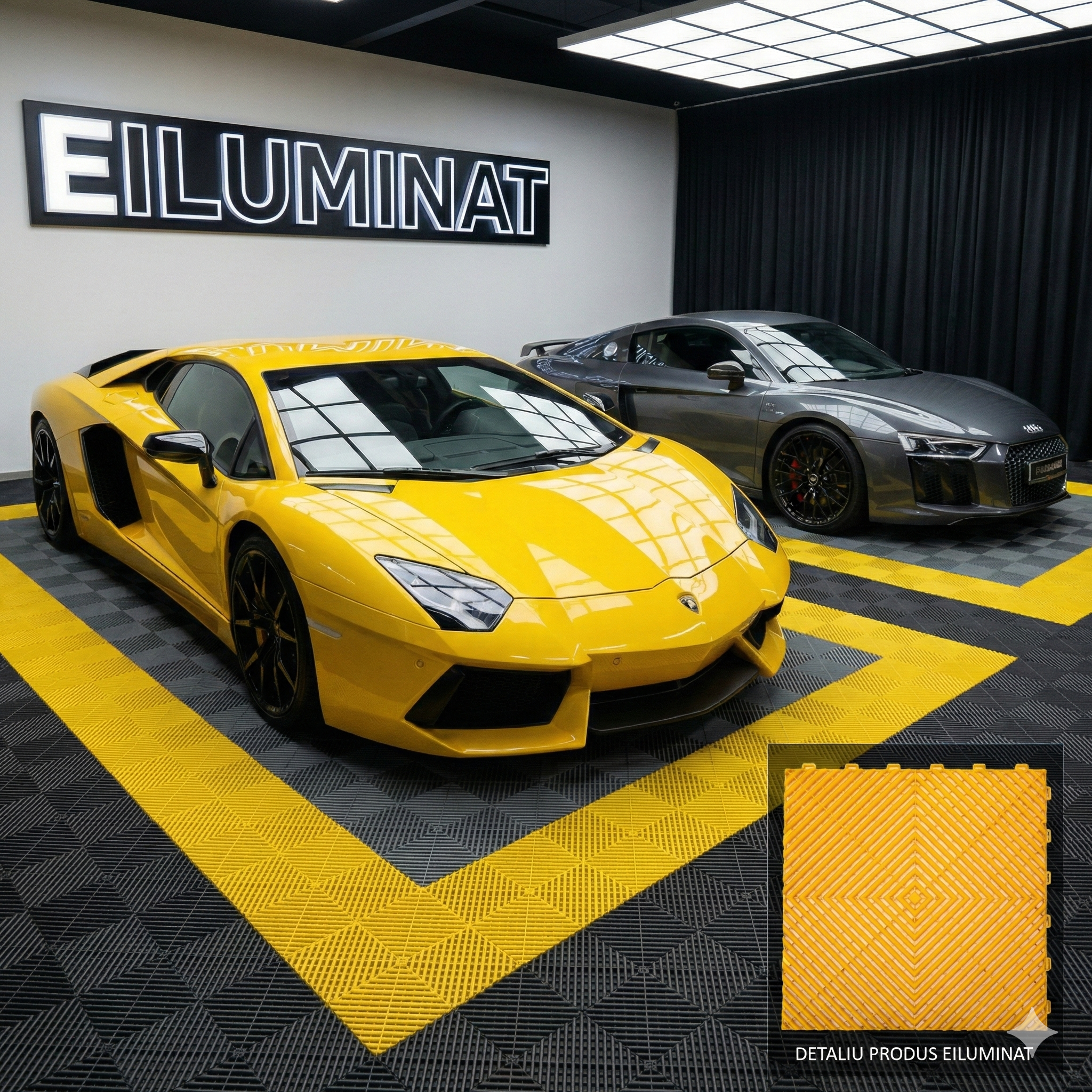 Pardoseala Modulara Galbena Din Polipropilena Rezistenta la 8 Tone 40x40CM