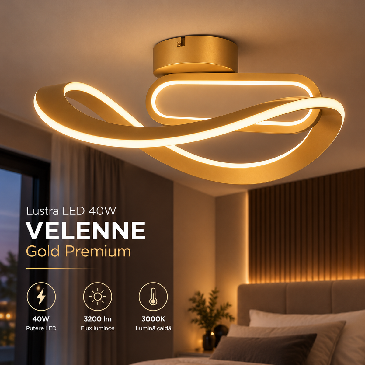Lustra LED 40W VELENNE Gold Premium