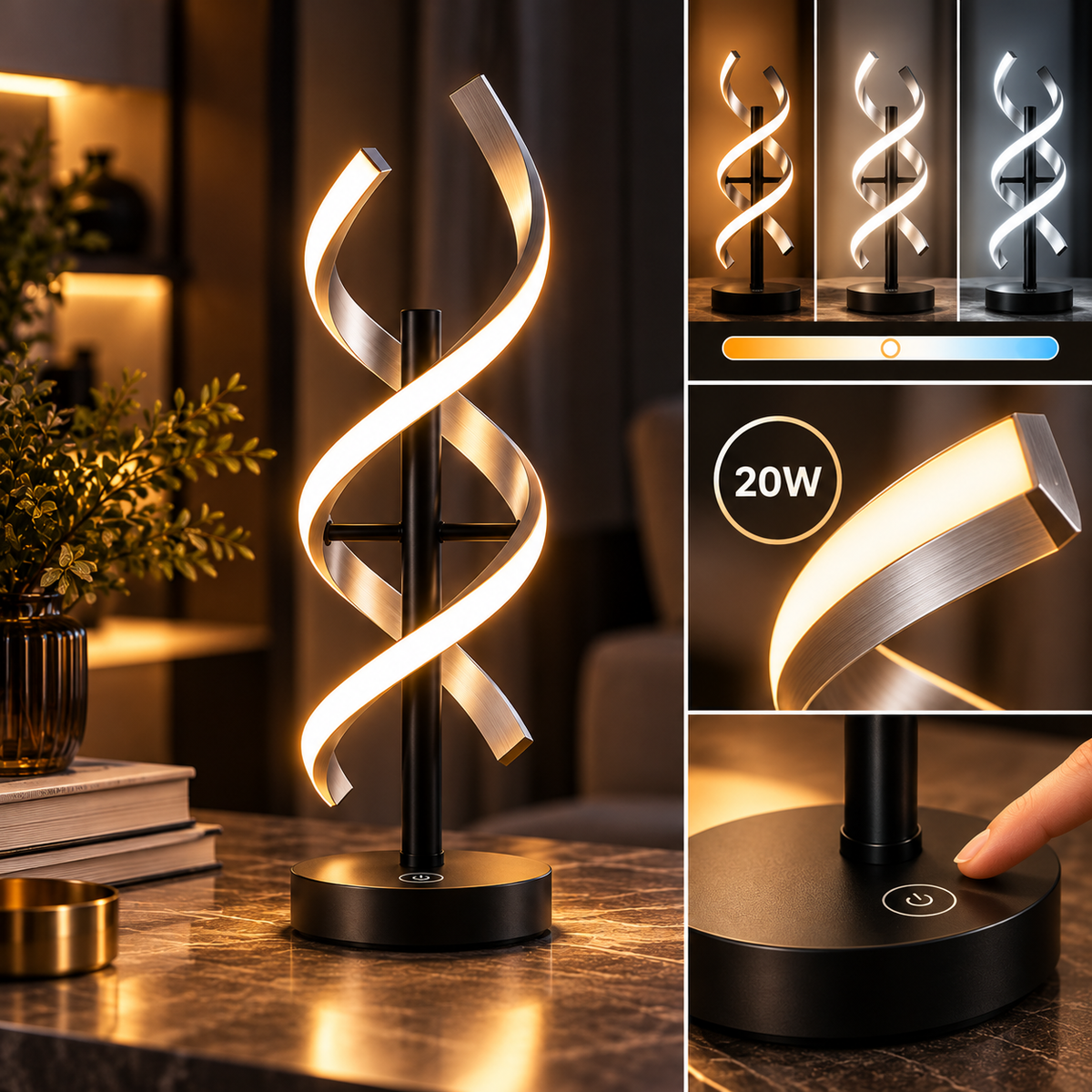 Veioza LED SEQUENCE PREMIUM Silver 20W
