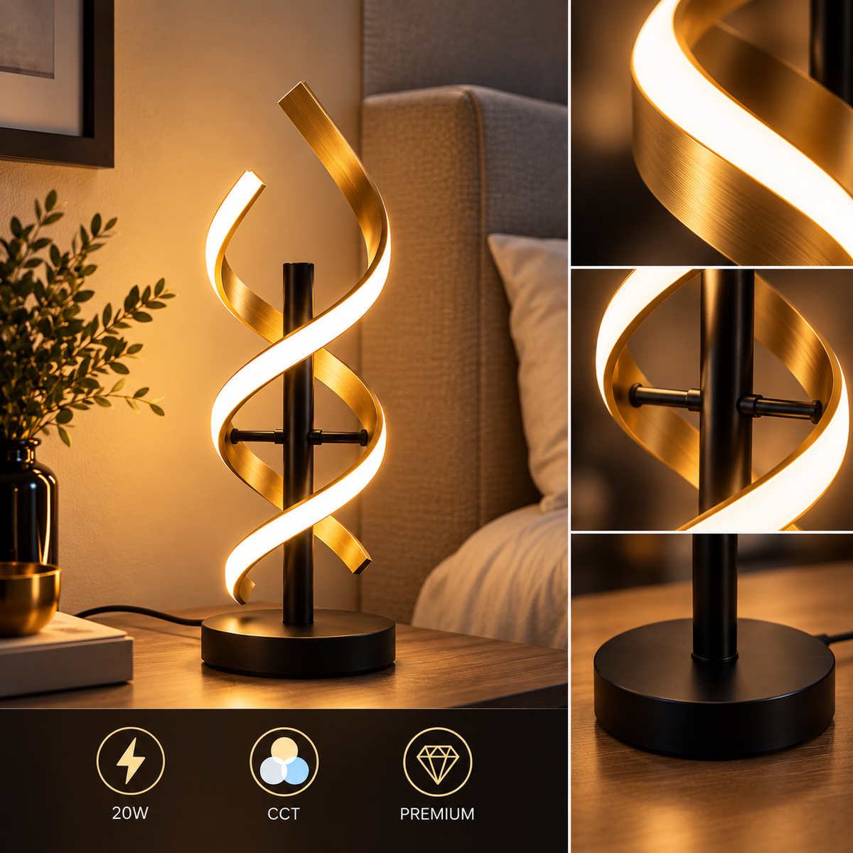 Veioza LED SEQUENCE PREMIUM Gold 20W