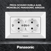 Priza Schuko Dubla Alba Monobloc Panasonic Arkedia