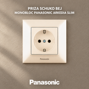 Priza Schuko Bej Monobloc Panasonic Arkedia Slim