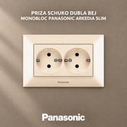 Priza Schuko Dubla Alba Monobloc Panasonic Arkedia Slim