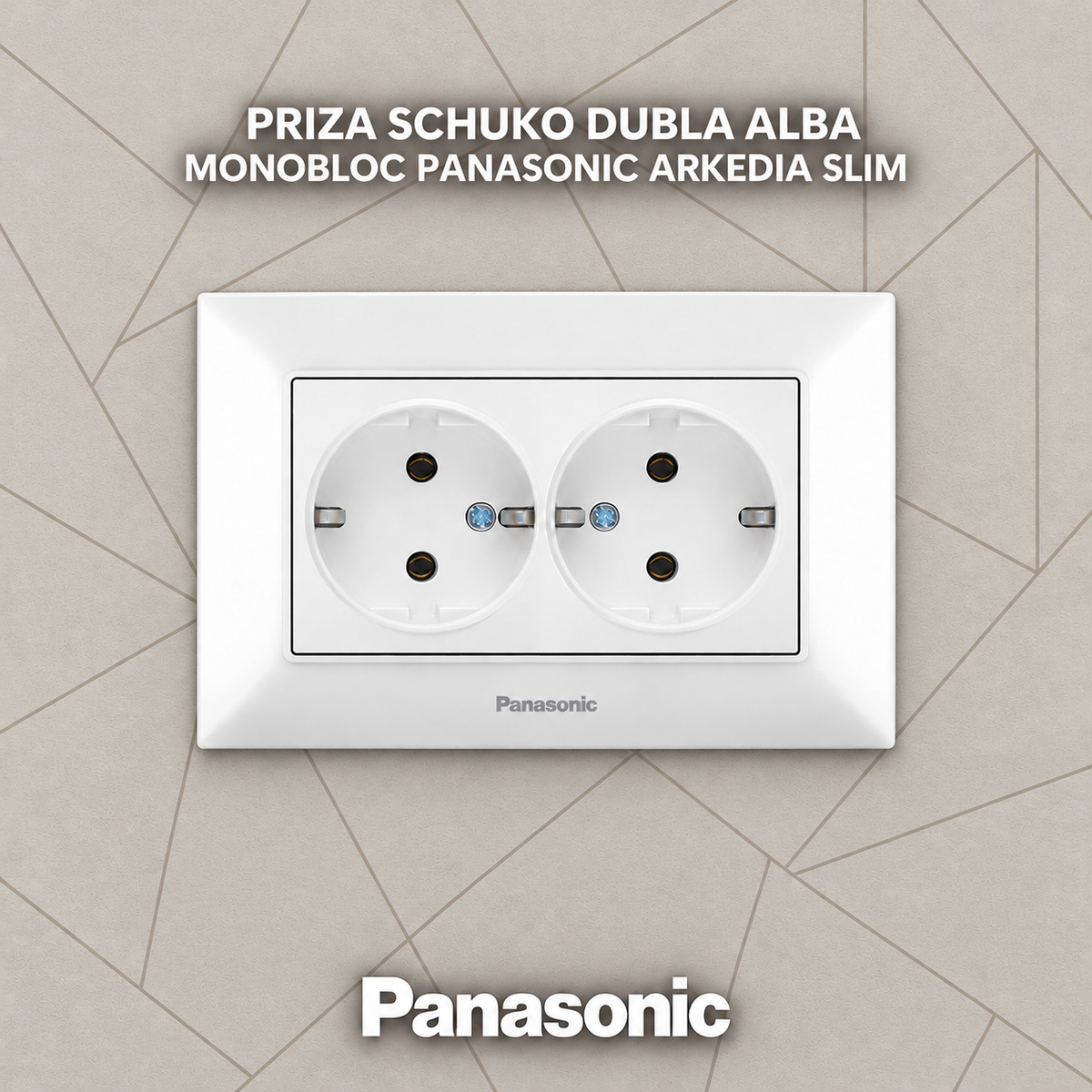 Priza Schuko Dubla Alba Monobloc Panasonic Arkedia Slim