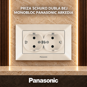 Priza Schuko Dubla Bej Monobloc Panasonic Arkedia