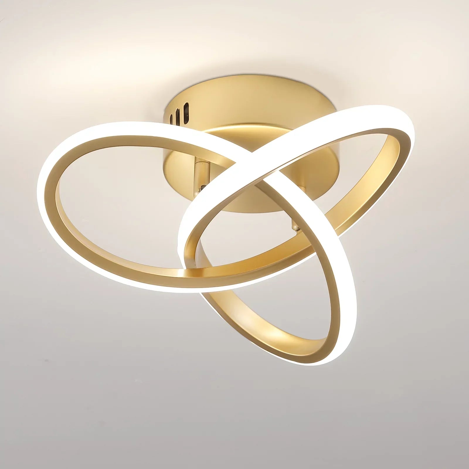 Lustra Led 48W Two Rings Gold Echivalent 200W Lighting Fixtures