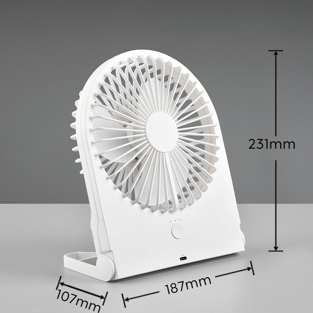 Ventilator cu Acumulator Breezy White cu 3 Moduri Viteza