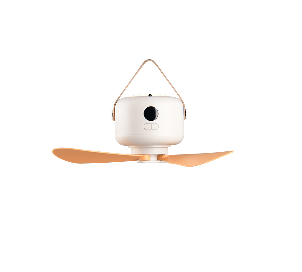 Lampa de veghe LED Suspendata Rena White cu Ventilator si Telecomanda
