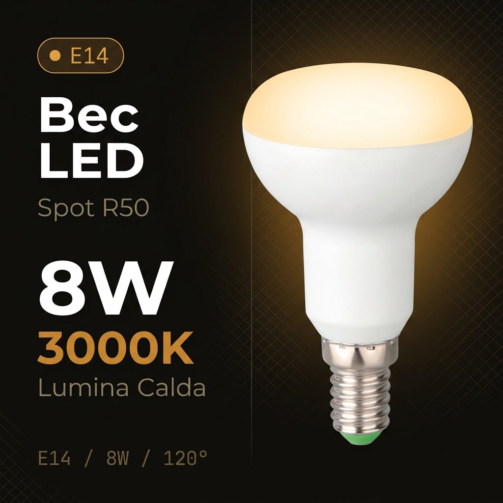 Bec LED Spot R50 E14 Lumina Calda 8W Echivalent 75W